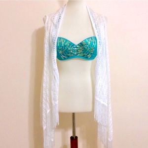 Landry Fringe Swim Coverup White OS